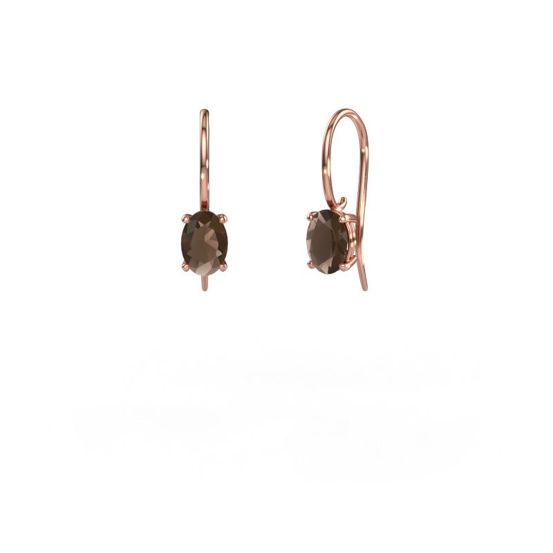 Pendants d'oreilles Cleo OVL 585 or rose quartz fumé 7x5 mm