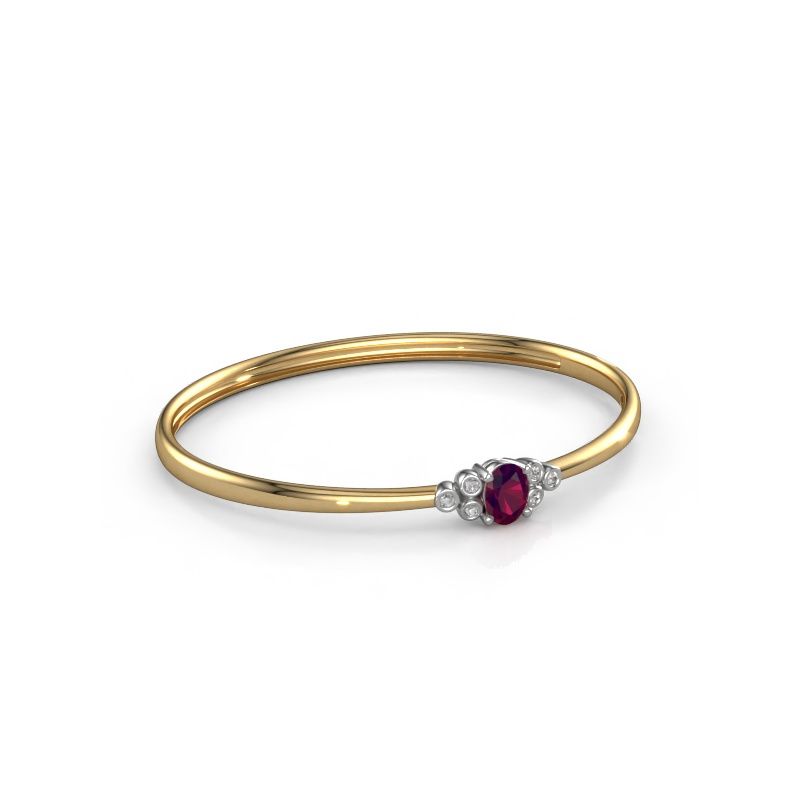 Bracelet jonc Lucy 585 or jaune rhodolite 8x6 mm