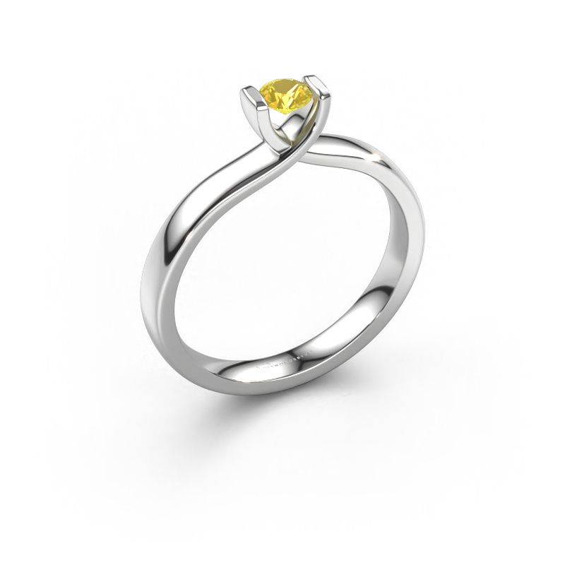 Ring Noor 585 white gold yellow sapphire 3.7 mm