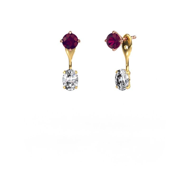 Drop earrings Kate RND-OVL 585 rose gold rhodolite 5 mm