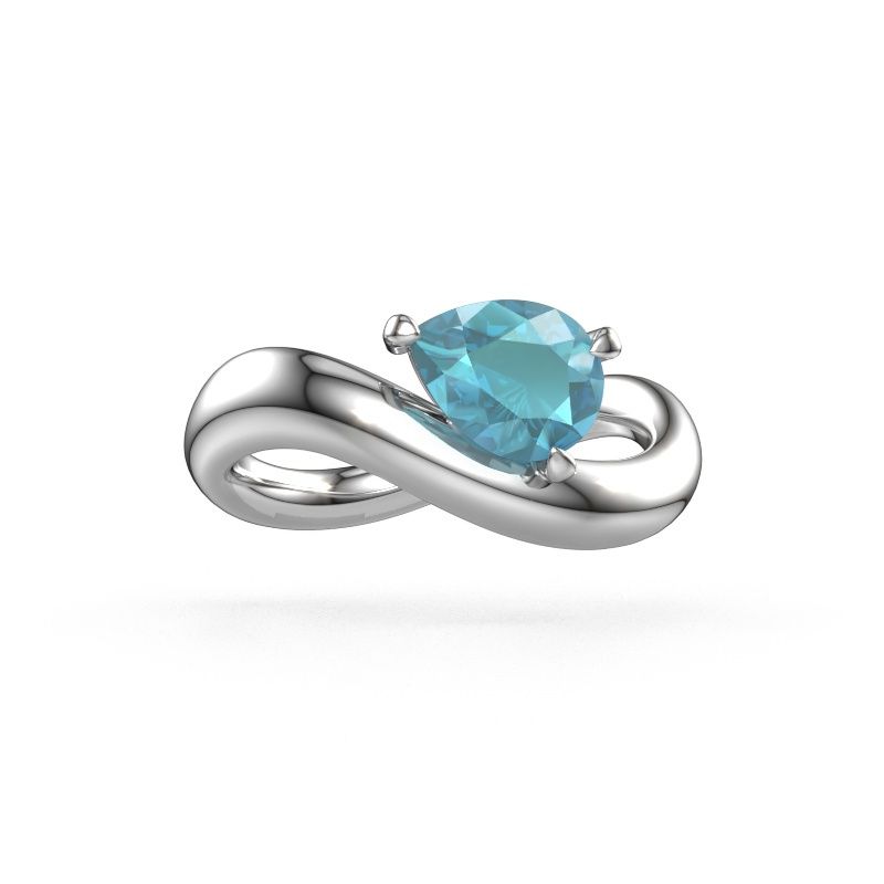 Verlovingsring Chloe PER 950 platina blauw topaas 8x6 mm
