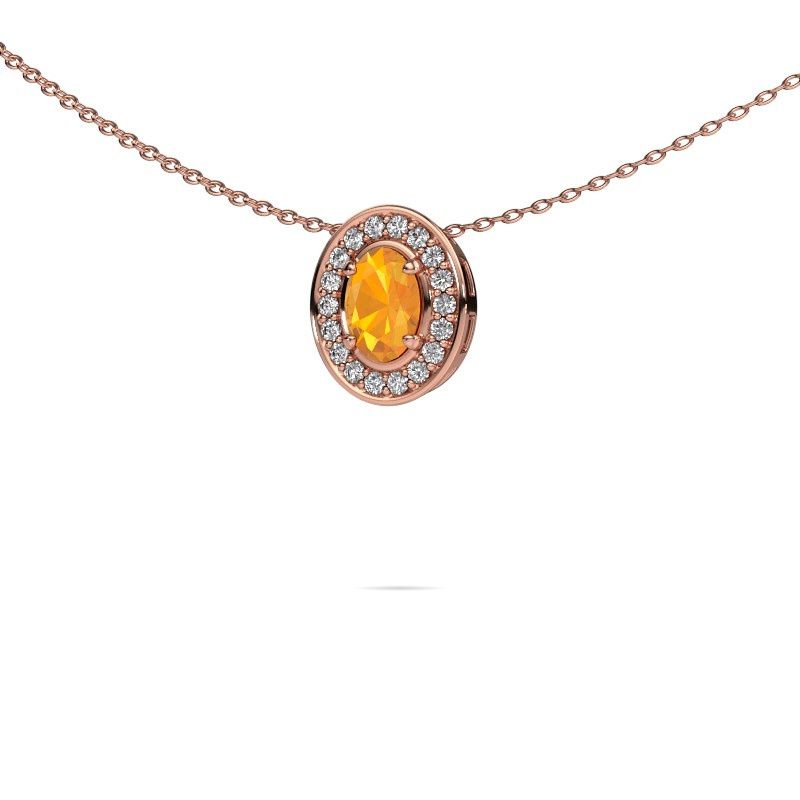 Kette Madelon 585 Roségold Citrin 6x4 mm