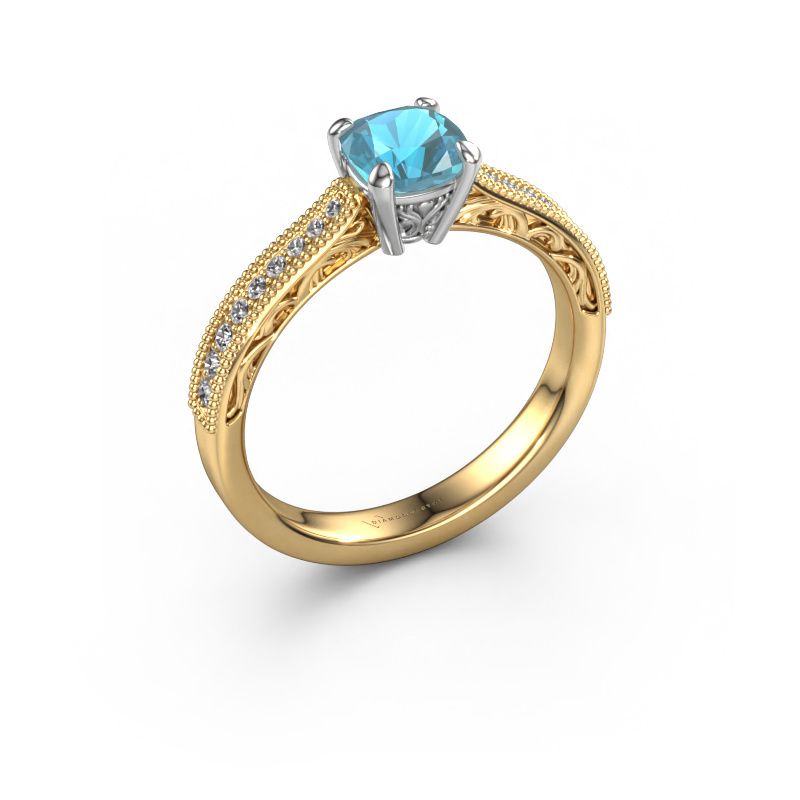 Engagement ring Shonta CUS 585 gold blue topaz 5.5 mm