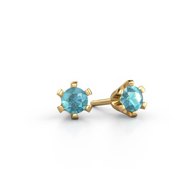Stud earrings Shana 585 gold blue topaz 4 mm