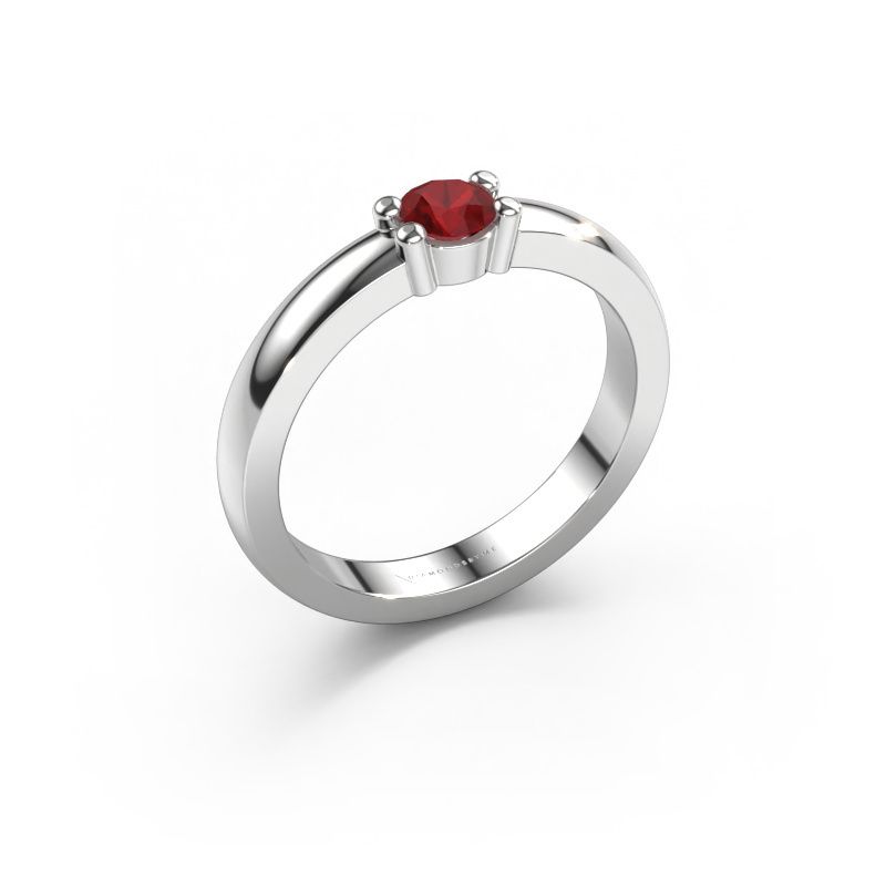 Ring Yasmin 1 585 witgoud robijn 4 mm