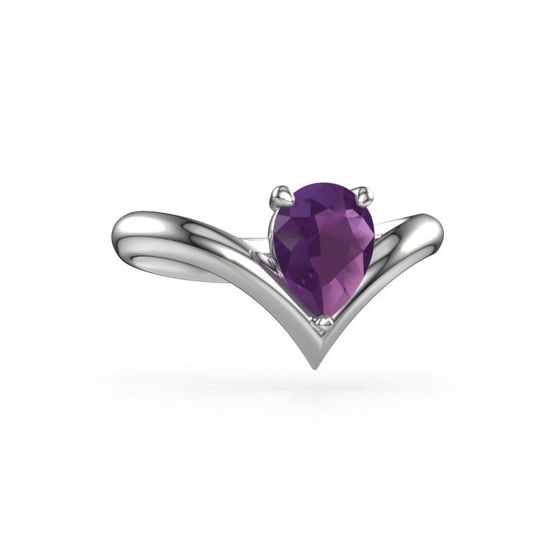 Bague de fiançailles Maddy PER 950 platine améthyste 8x6 mm