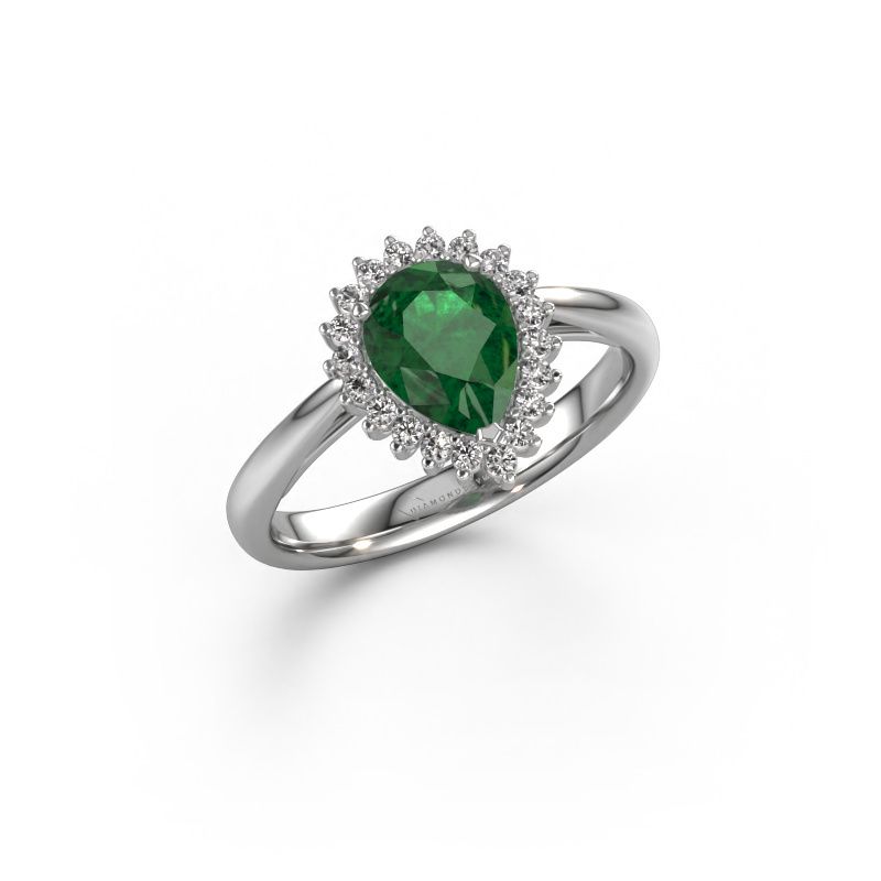 Engagement ring Tilly per 1 585 white gold emerald 8x6 mm