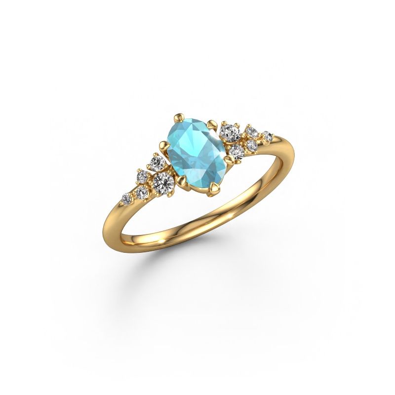 Ring Royce OVL 585 gold blue topaz 7x5 mm