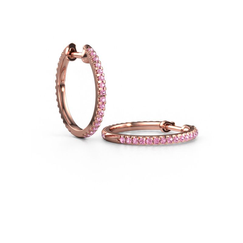 Hoop earrings Jackie 15 mm A 585 rose gold pink sapphire 1.2 mm