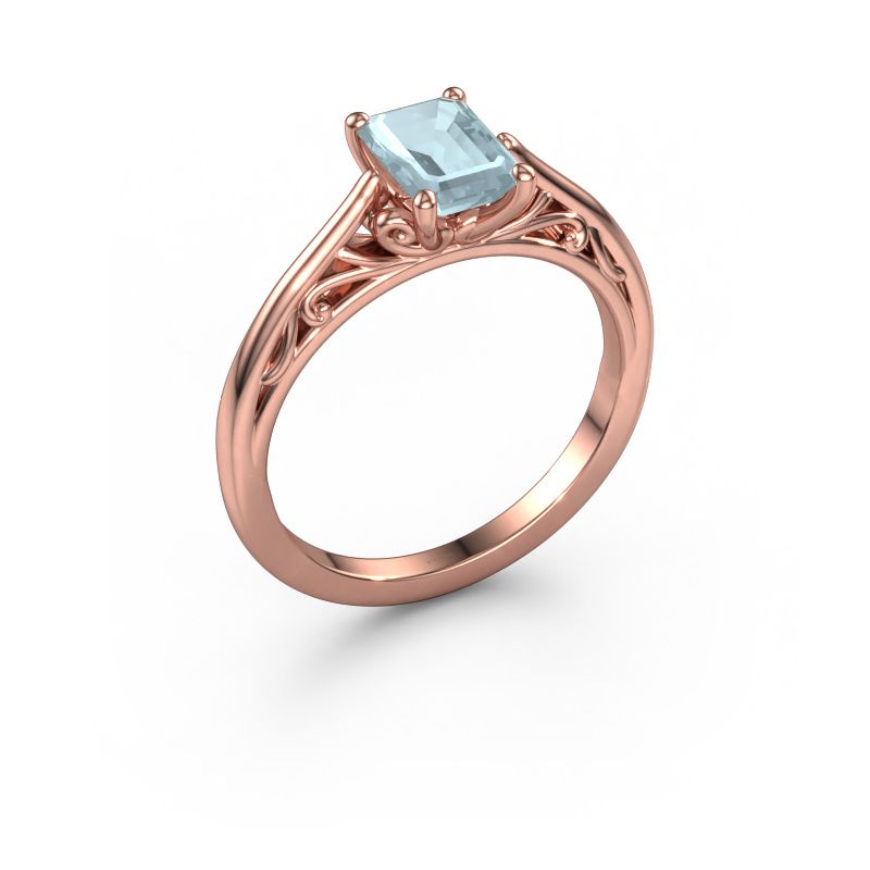 Verlobungsring Shannon eme 585 Roségold Aquamarin 7x5 mm