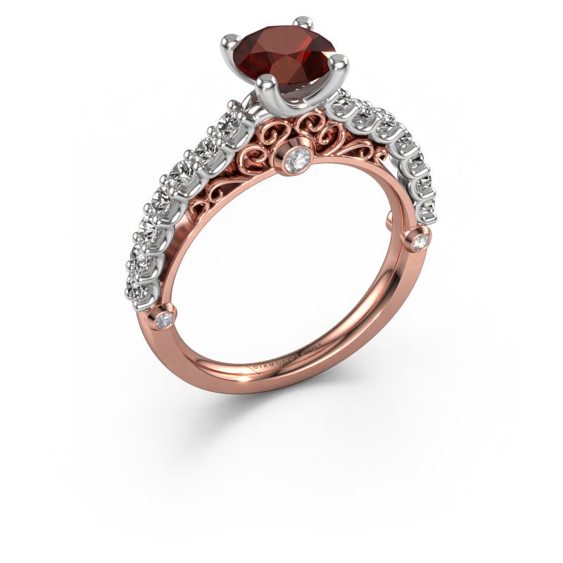 Bague de fiançailles Shaunda 585 or rose grenat 6 mm
