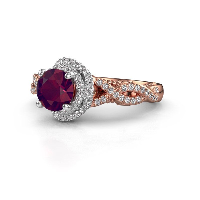 Afbeelding van Verlovingsring Leora<br/>585 rosé goud<br/>Rhodoliet 6.5 mm