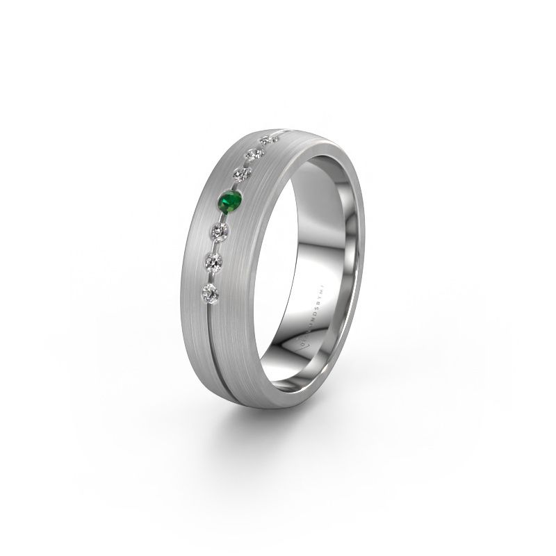 Wedding ring WH0162L25A 950 platinum emerald ±5,5x1.7 mm