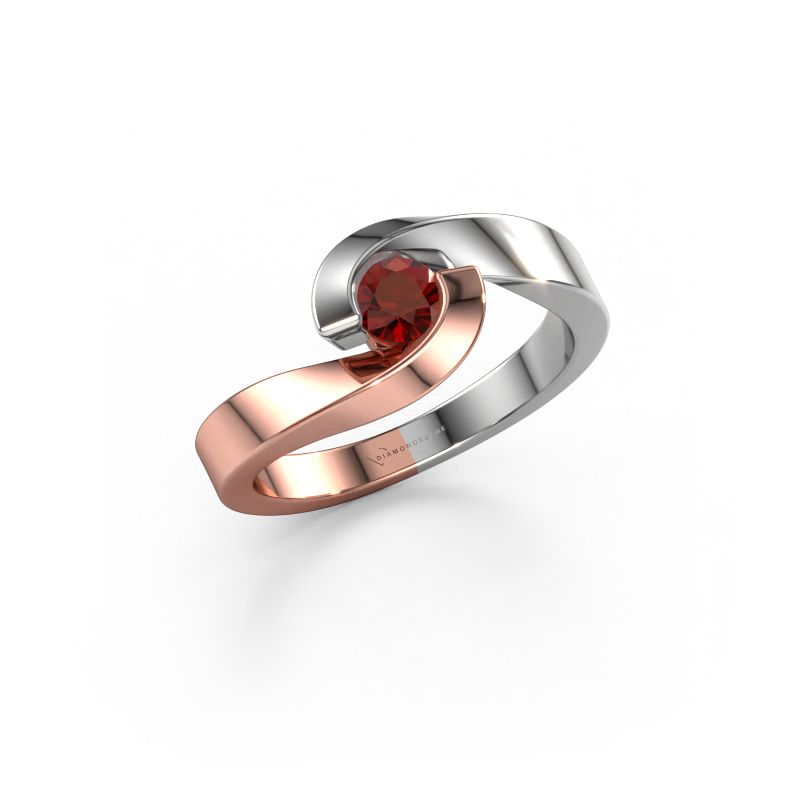 Ring Sheryl 585 rosé goud granaat 4 mm