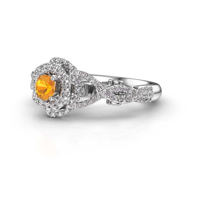 Afbeelding van Verlovingsring Cathryn<br/>585 witgoud<br/>Citrien 4 mm