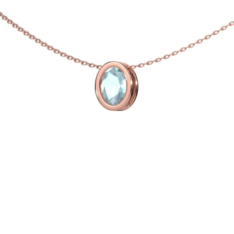 Anhänger Lavon OVL 585 Roségold Aquamarin 7,5x5,5 mm