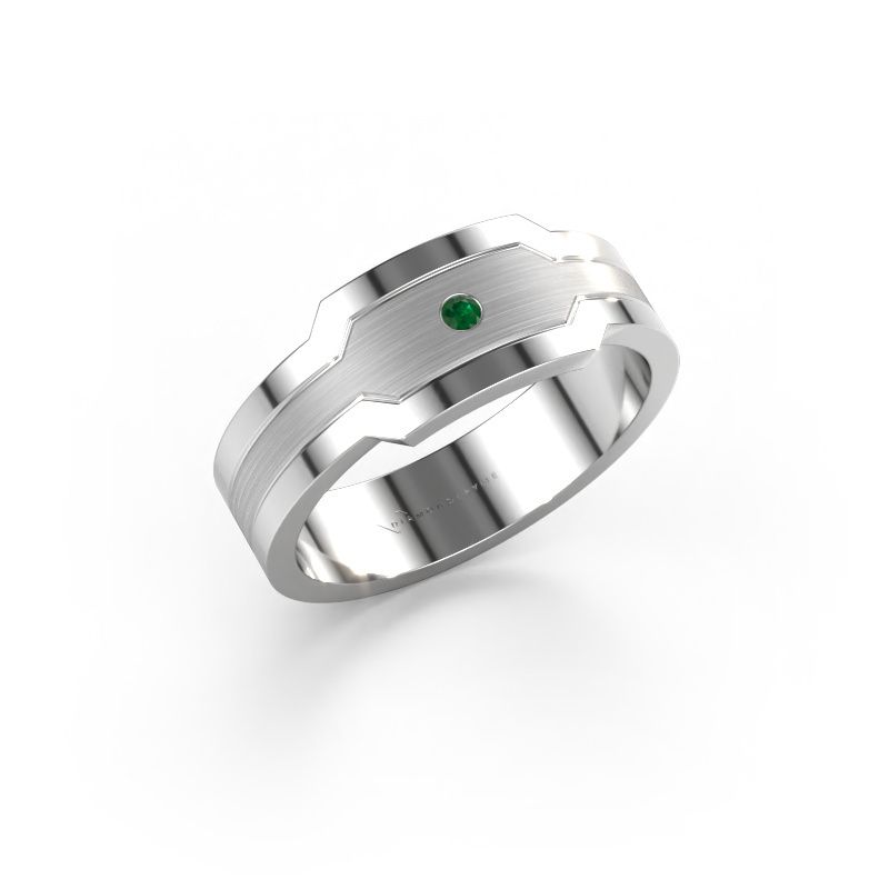 Bague pour homme Guido 950 platine emeraude 2 mm