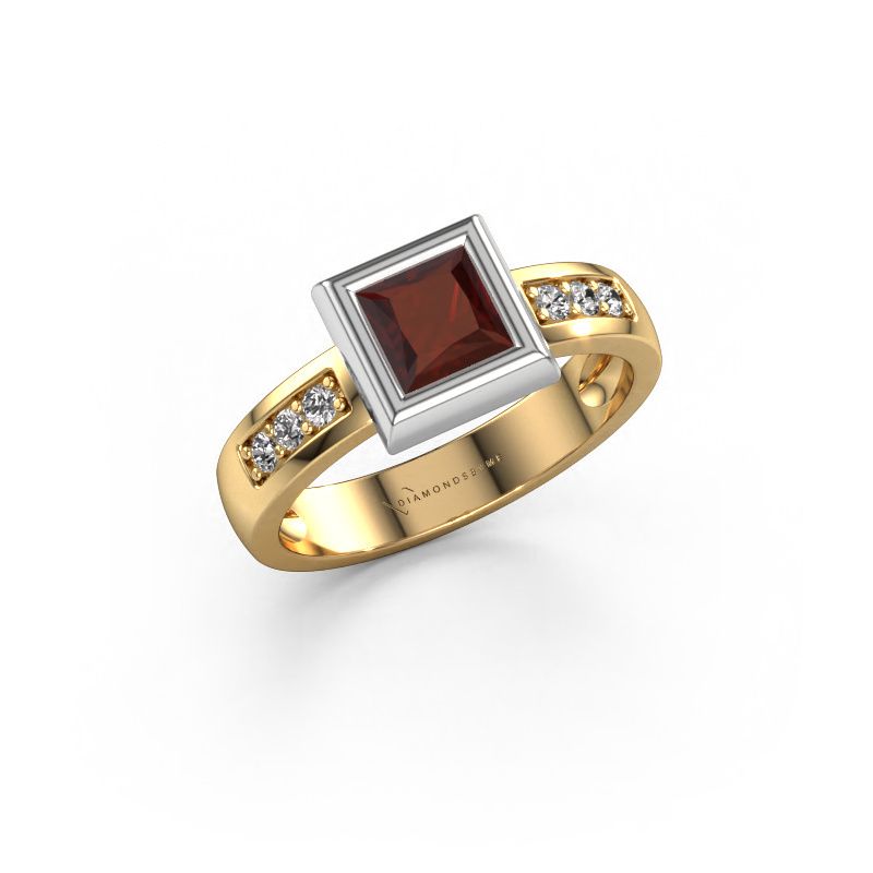 Ring Charlotte Square 585 gold garnet 5 mm