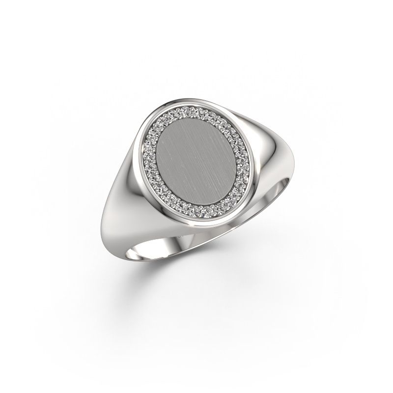 Signet ring Rosy Oval 2 585 white gold diamond 0.008 crt