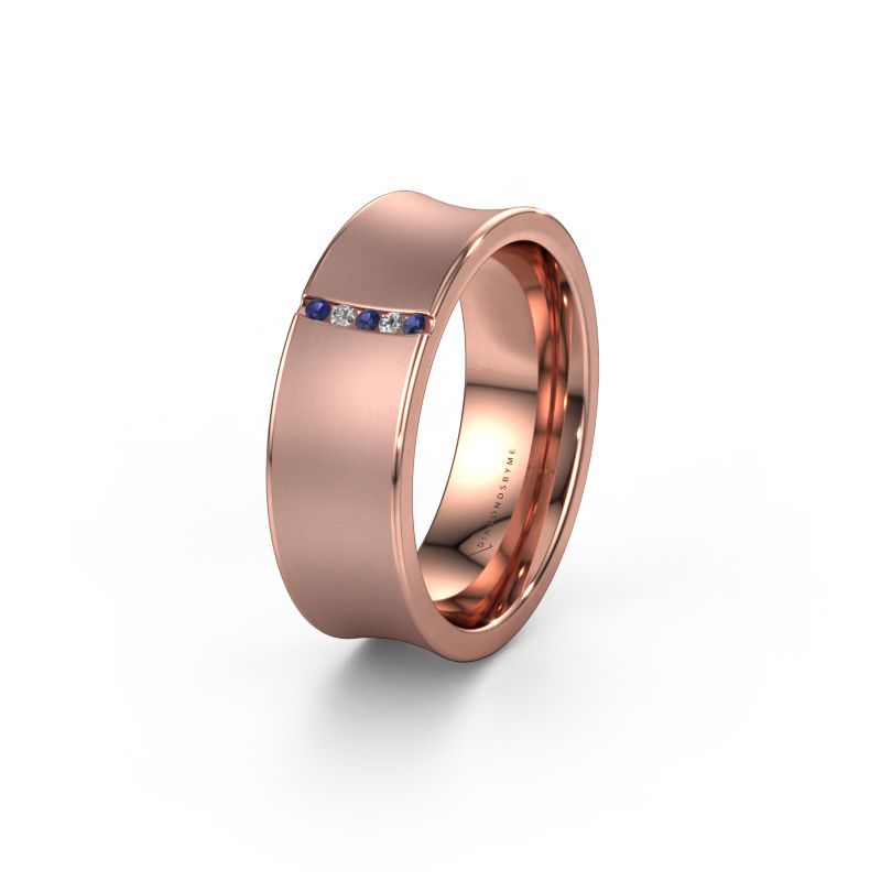 Trouwring WH2021B 585 rosé goud saffier ±7x2 mm
