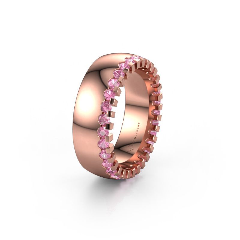 Wedding ring WH6120L27C 585 rose gold pink sapphire ±7x2.2 mm