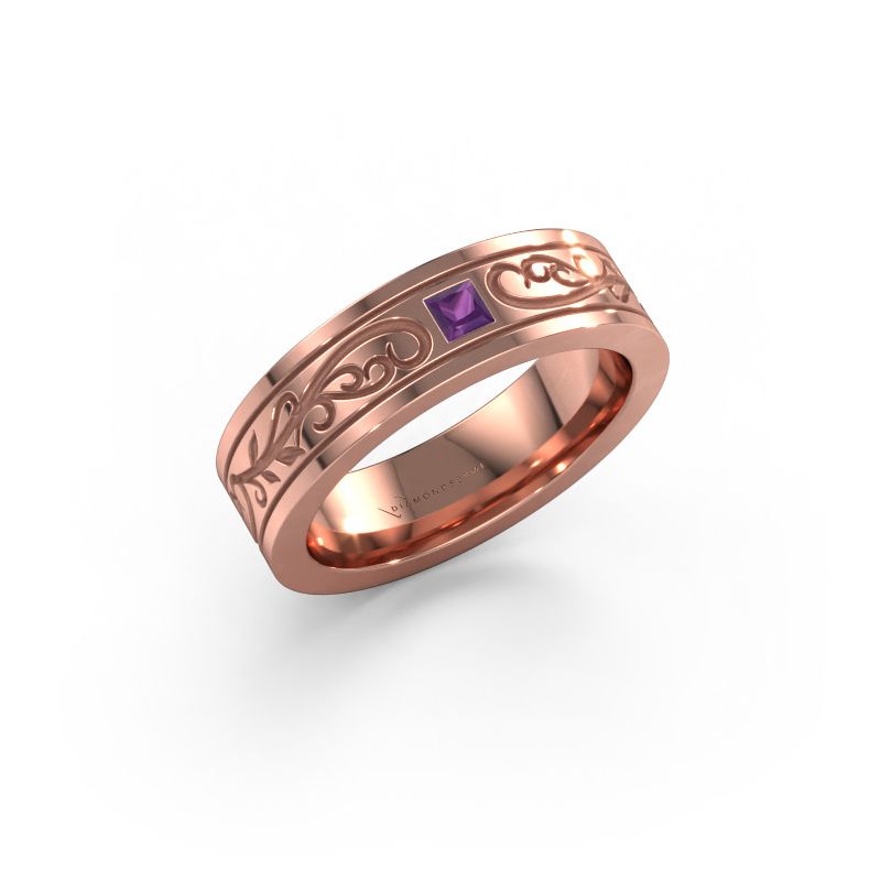 Heren ring Matijs 585 rosé goud amethist 3 mm