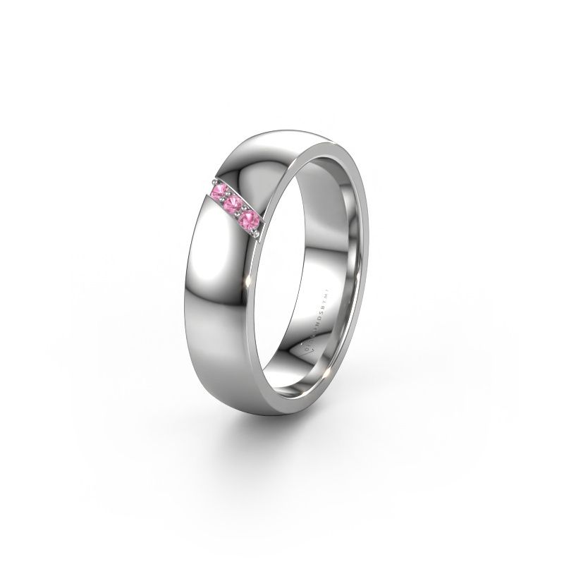 Trouwring WH0174L25BP 950 platina roze saffier ±5x2 mm