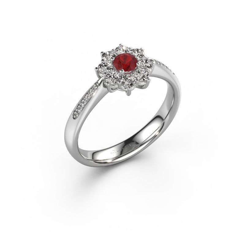 Verlobungsring Carolyn 2 585 Weißgold Rubin 3.4 mm