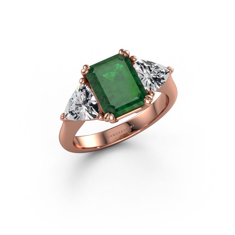 Engagement ring Paula 585 rose gold emerald 9x7 mm