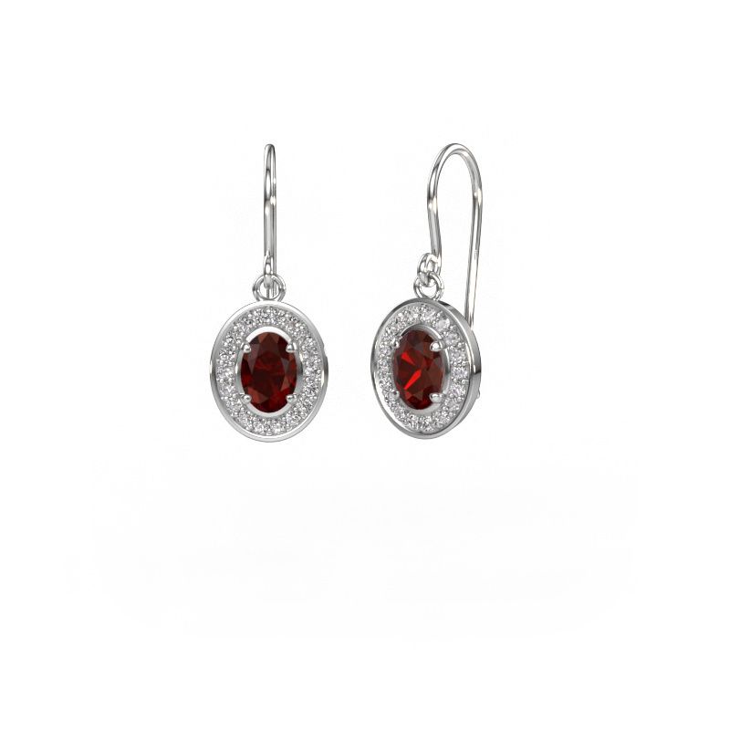 Pendants d'oreilles Layne 1 585 or blanc grenat 6.5x4.5 mm
