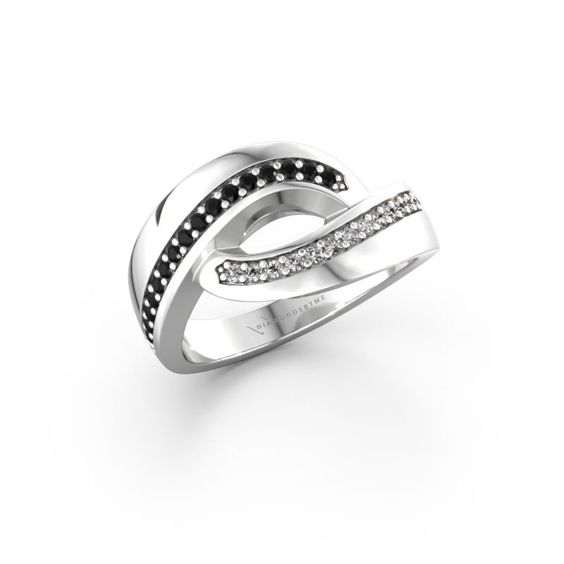 Ring Sharita 585 witgoud zwarte diamant 0.264 crt