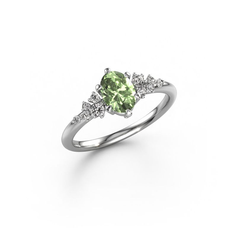 Ring Royce OVL 950 platinum green lab grown diamond 7x5 mm
