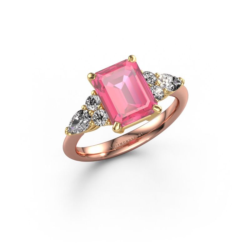 Verlobungsring Melani EME 585 Roségold Pink Saphir 9x7 mm