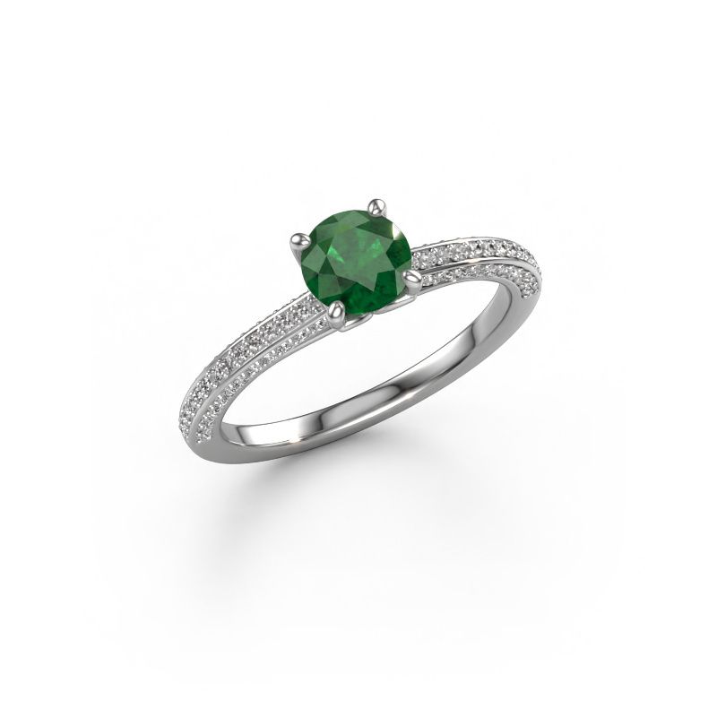 Engagement ring Elenore rnd 585 white gold emerald 5.4 mm