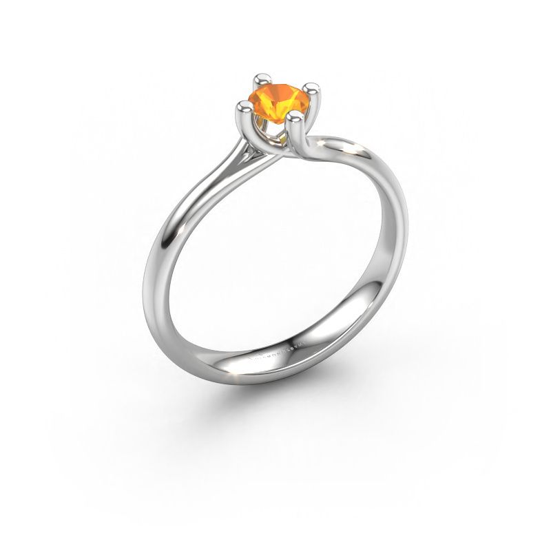 Verlobungsring Dewi Round 950 Platin Citrin 4 mm