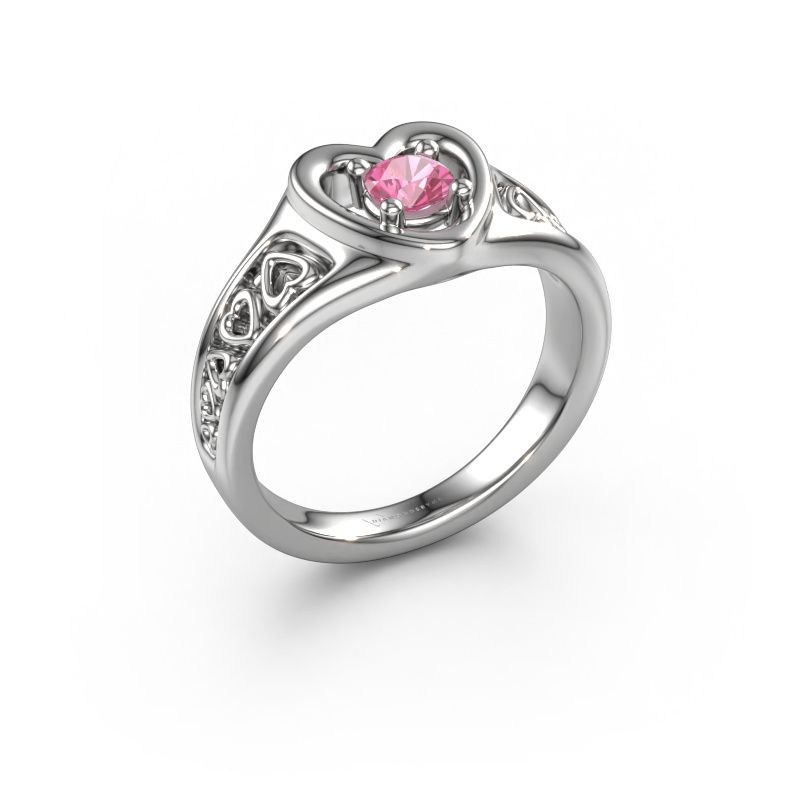 Ring Eura 585 white gold pink sapphire 4 mm