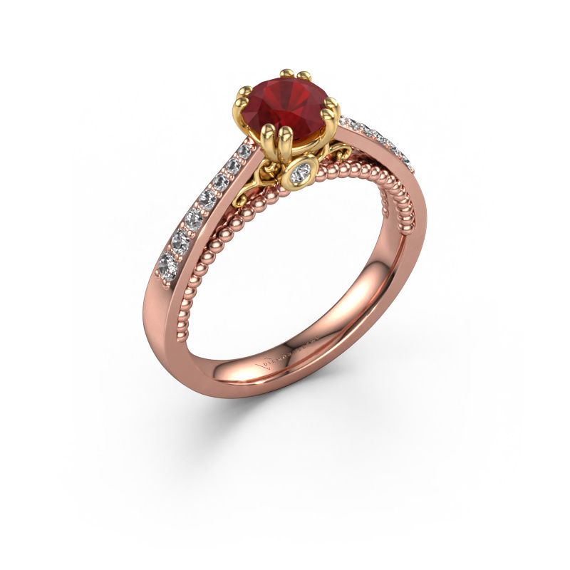 Bague de fiançailles Rozella 585 or rose rubis 5.5 mm