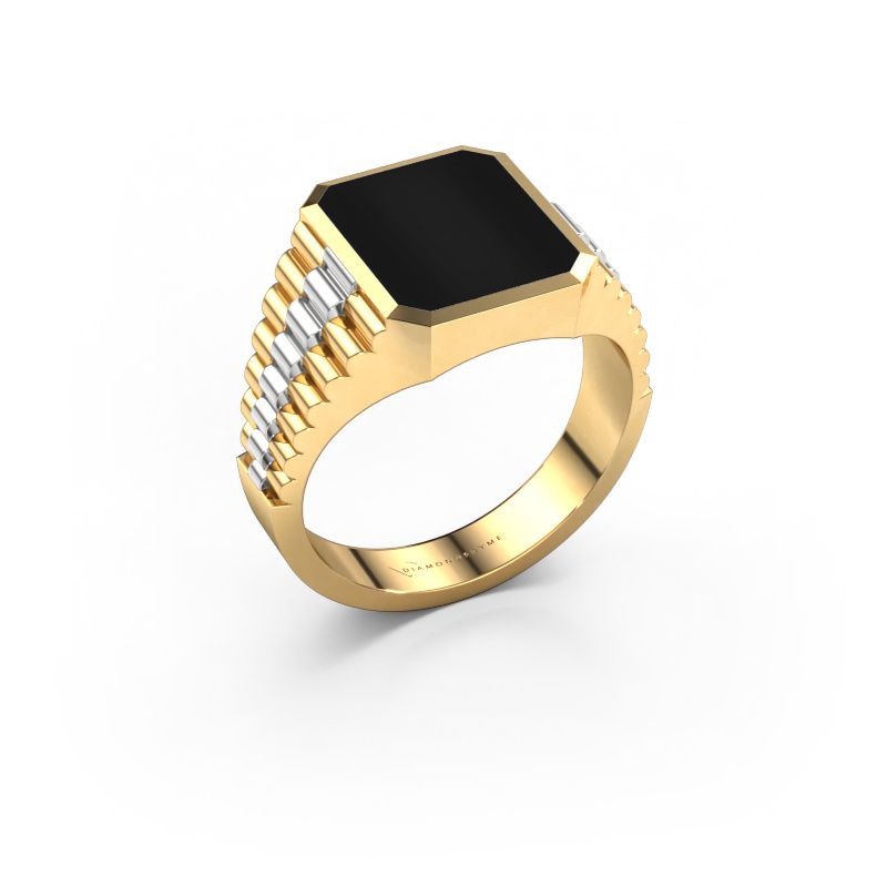 Signet ring Brent 2 585 gold onyx 12x10 mm