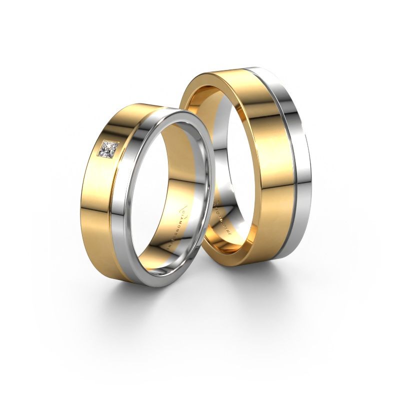 Alliances set WH0301LM16APSQ ±6x1.7 mm 14 Carat or jaune diamant 0.05 crt