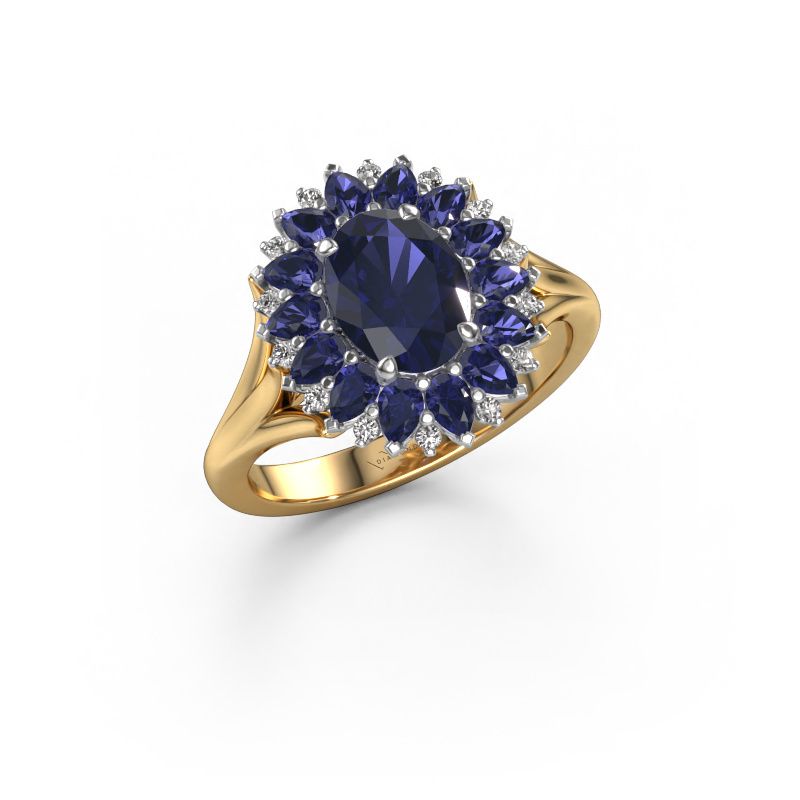 Verlobungsring Lidia 585 Gold Saphir 8x6 mm