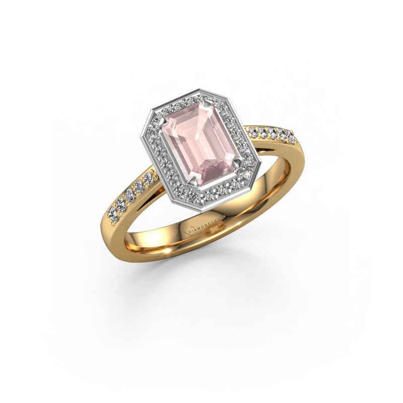 Engagement ring Dodie 2 eme 585 gold morganite champagne 7x5 mm