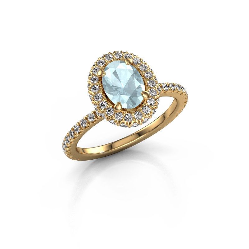 Image of Engagement ring Talitha OVL 585 gold aquamarine 7x5 mm