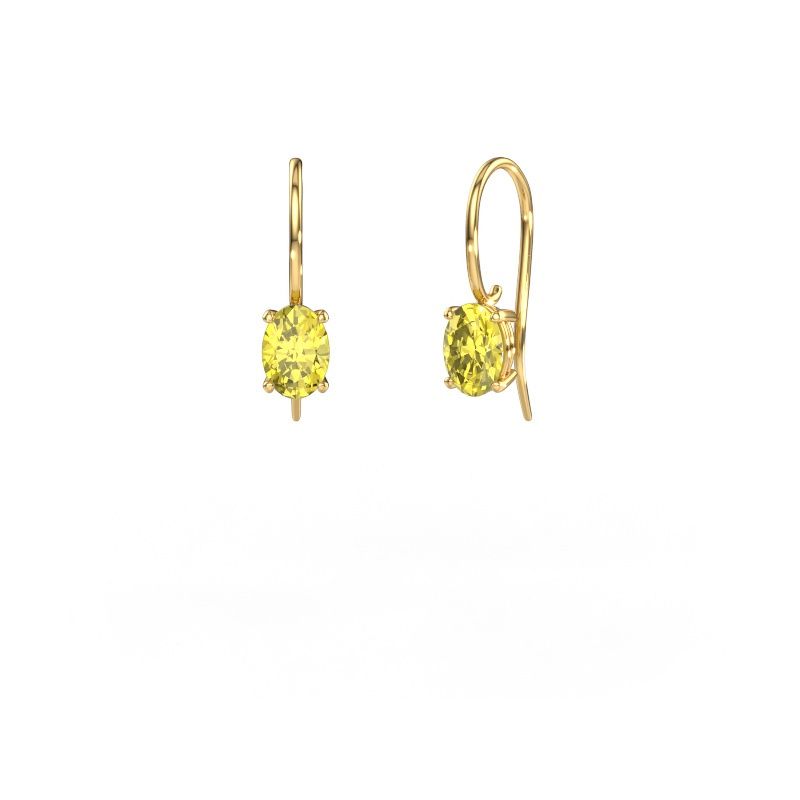 Drop earrings Cleo OVL 585 gold yellow lab grown diamond 7x5 mm