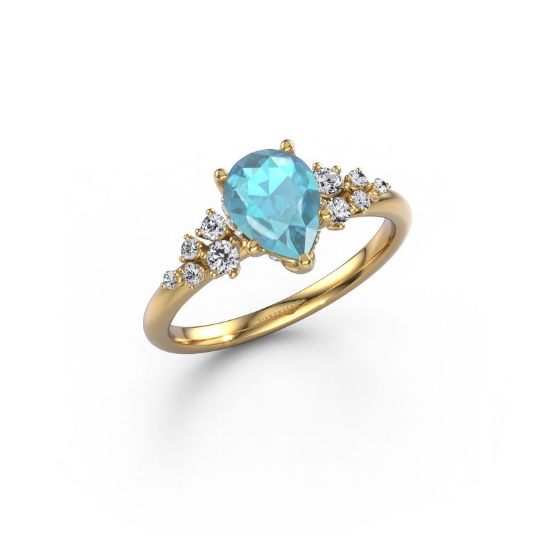 Engagement ring Emma PER 585 gold blue topaz 8x6 mm
