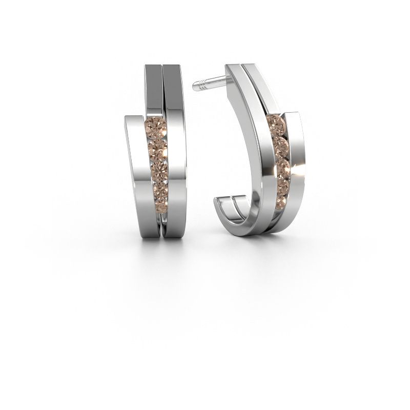 Boucles d'oreilles Cato 950 platine diamant brun 0.25 crt