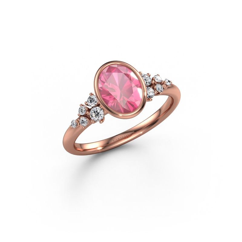 Engagement ring Aliyah OVL 585 rose gold pink sapphire 8x6 mm