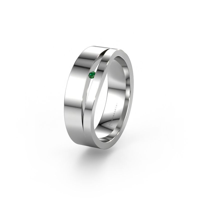 Wedding ring WH6000L16AP 585 white gold emerald ±6x1.7 mm