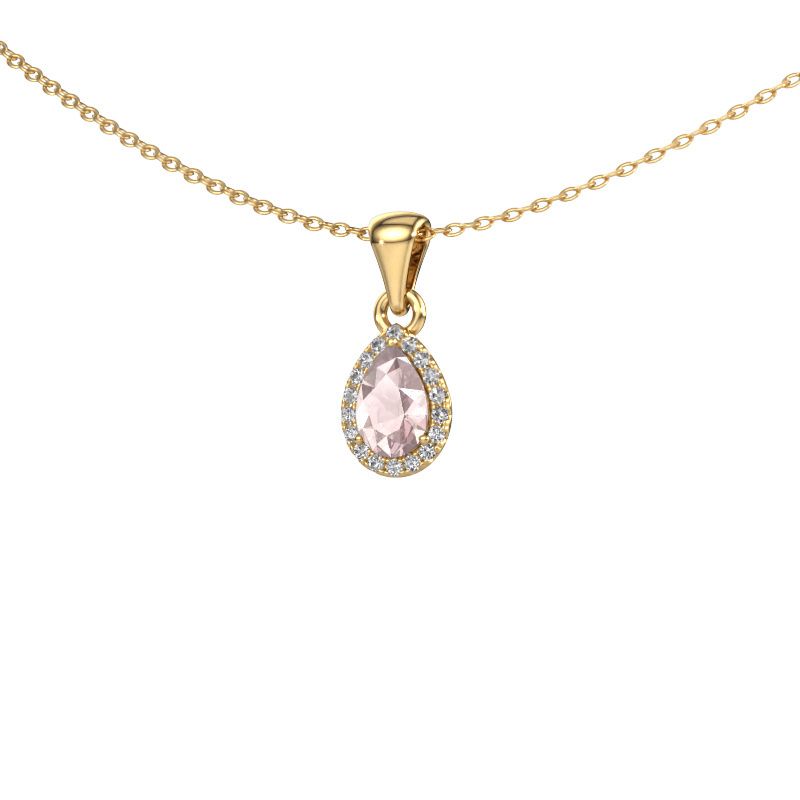 Anheng Seline per 585 gull champagnefarget morganitt 6x4 mm