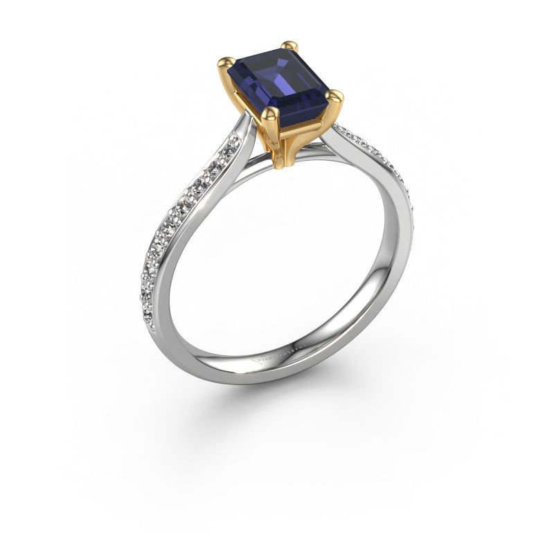 Verlovingsring Mignon EME 2 585 witgoud saffier 7x5 mm