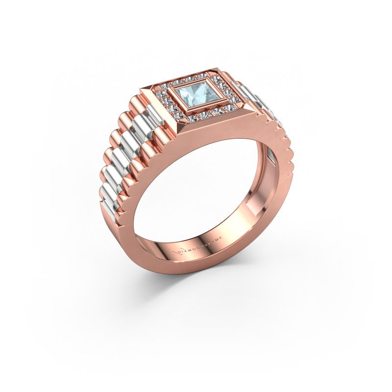 Men's ring Zilan 585 rose gold aquamarine 4 mm